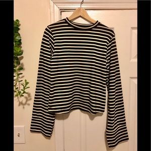 ANTHROPOLOGIE Stripped bell sleeved sweater